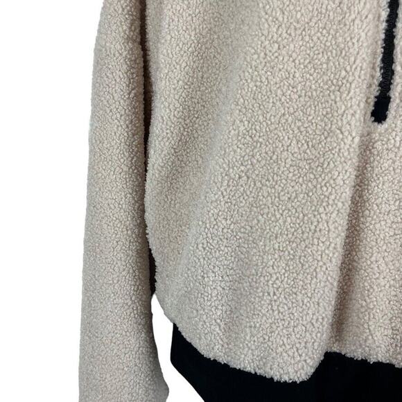 Fabletics Womens Dream Polar Fleece Teddy Ivory 1/4 Zip Jacket Sweatshirt sz L - Picture 6 of 16